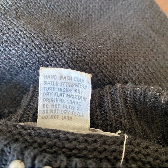 Vintage 80s oversized Margules Black pearl bead embellished tunic sweater large - Picture 12 of 12